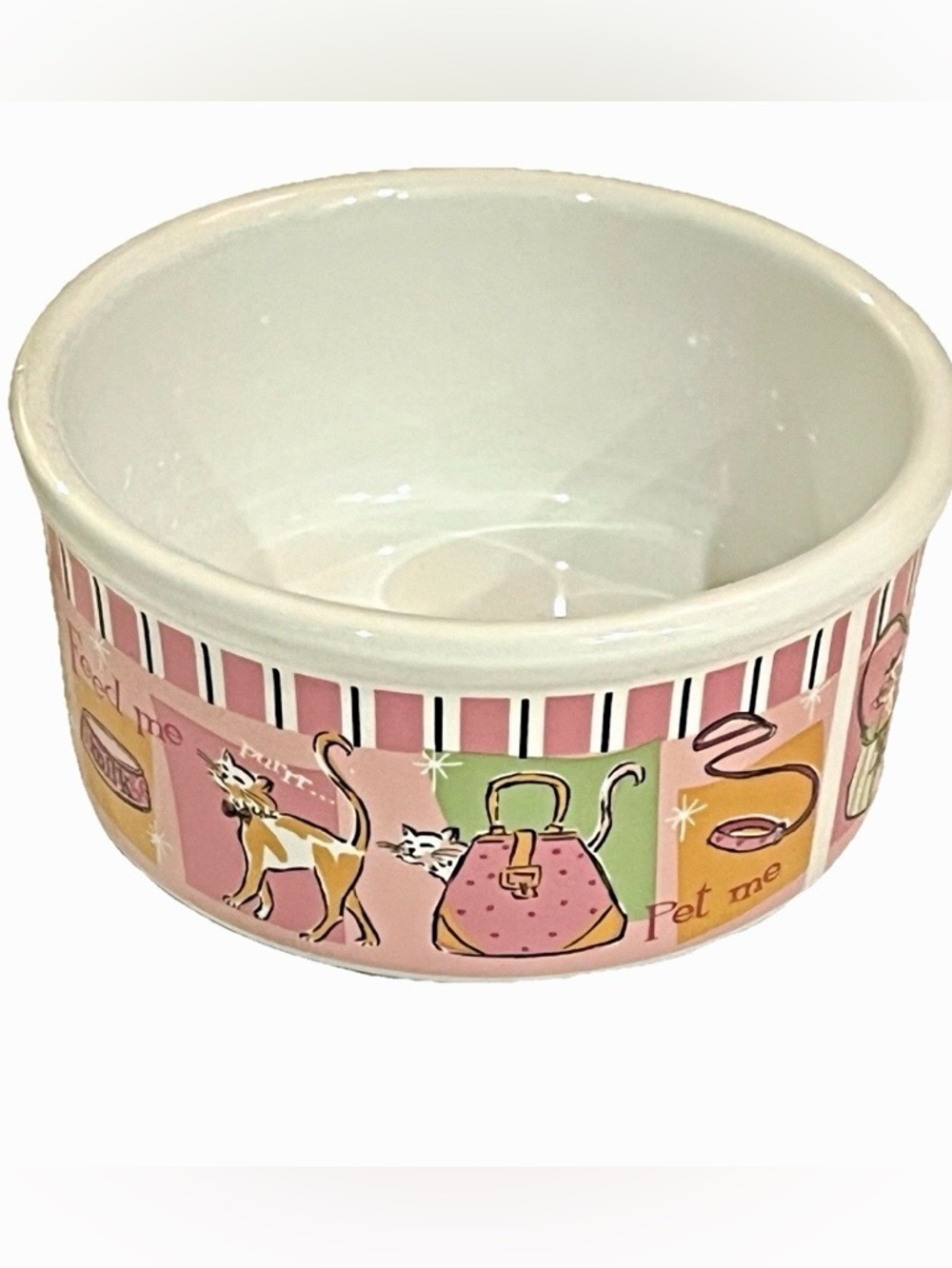 Lap Cat Ceramic Food Bowl by Riviera Beers for Signature Housewares Weighted